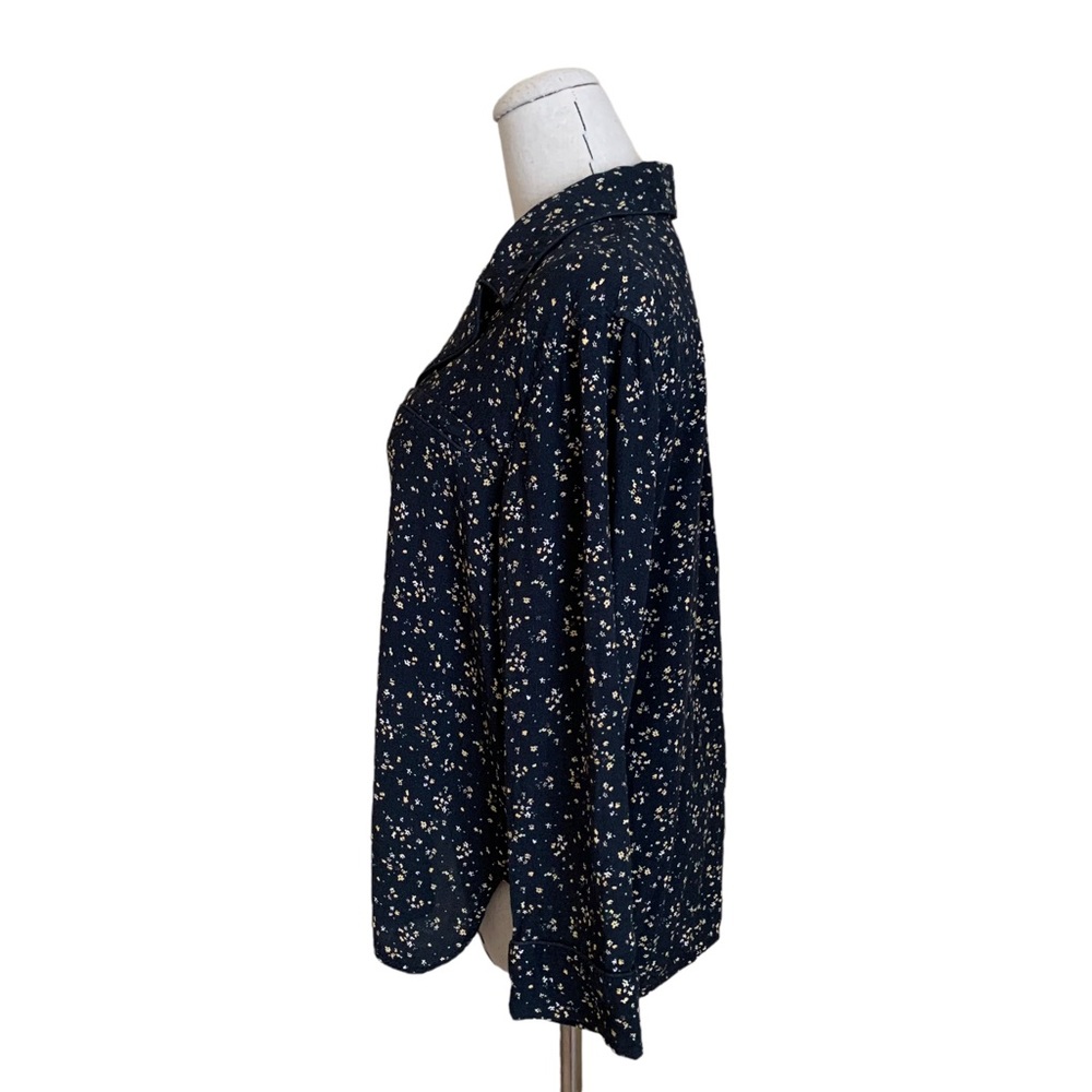 Ganni Designer Printed Crepe Shirt Black Ditsy Fl… - image 7